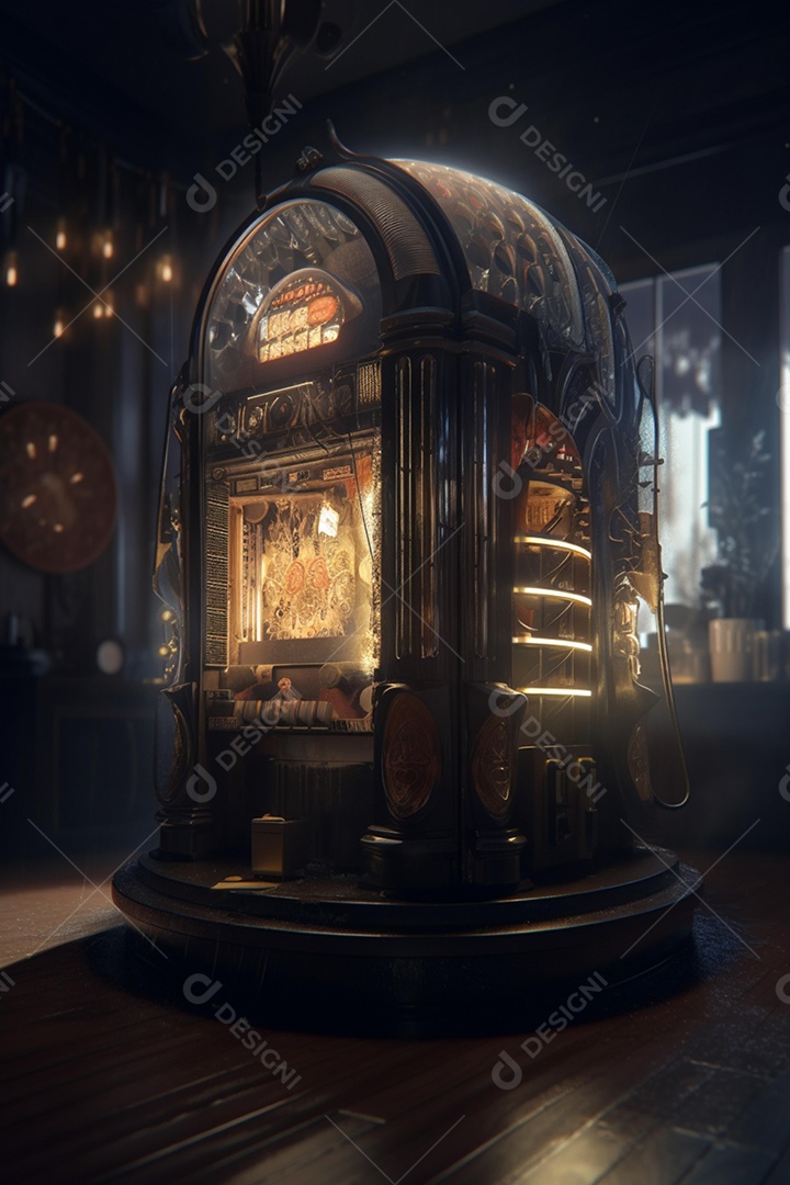 Interior steampunk, clube cyberpunk com luzes neon, bar retrô de fantasia, interior fictício