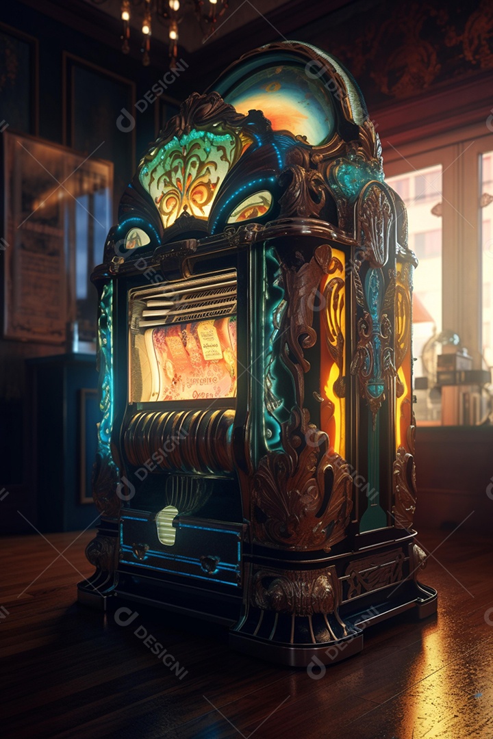 Interior steampunk, clube cyberpunk com luzes neon, bar retrô de fantasia, interior fictício