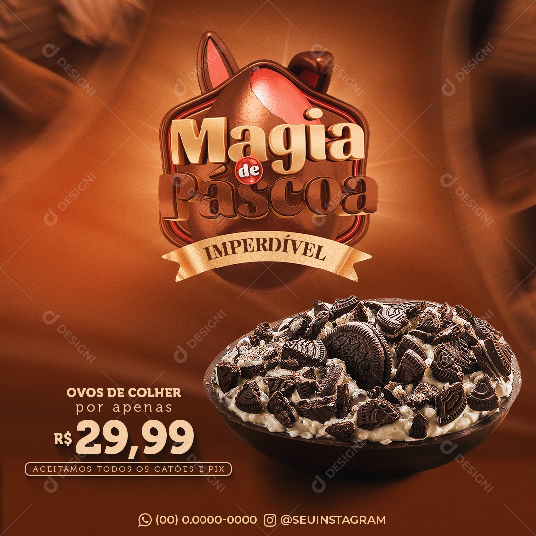 Magia da Páscoa Imperdível Venha Conferir Social Media PSD Editável