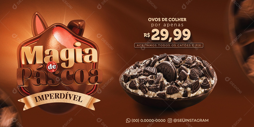 Banner Magia da Páscoa Imperdível Venha Conferir Social Media PSD Editável