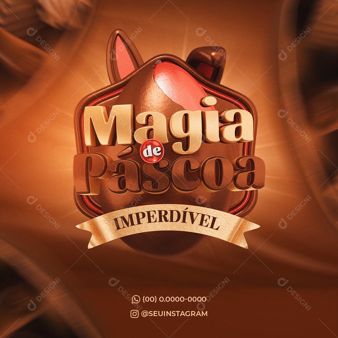 Selo 3D Para Composição Magia de Páscoa Imperdível PSD
