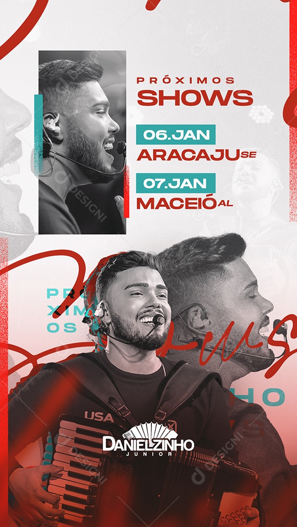 Story Próximos Shows Danielzinho Junior Flyer Social Media PSD Editável