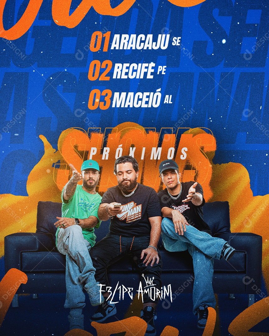 Próximos Shows Felipe Amorim Flyer Social Media PSD Editável