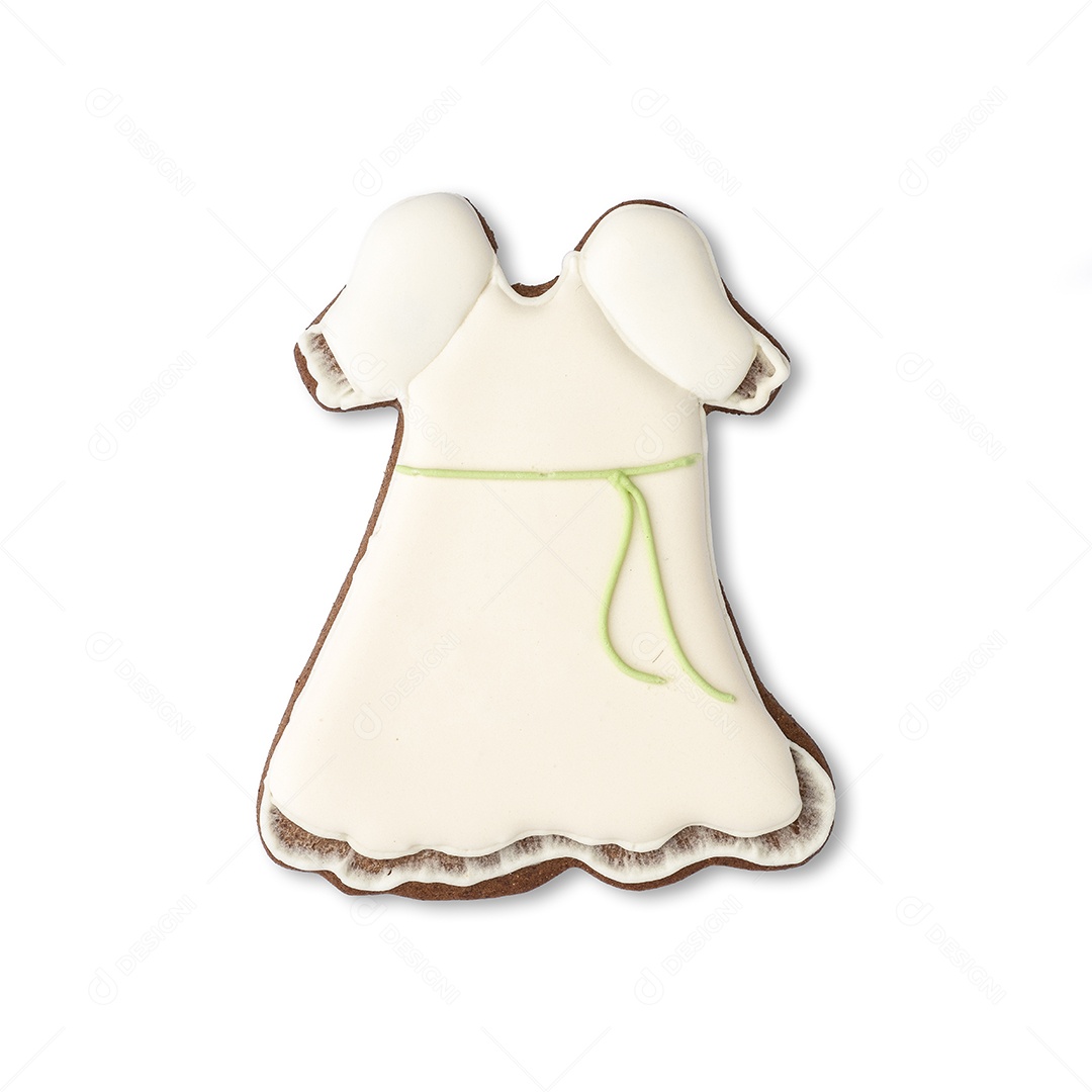 Vista o biscoito de gengibre isolado sobre o fundo branco