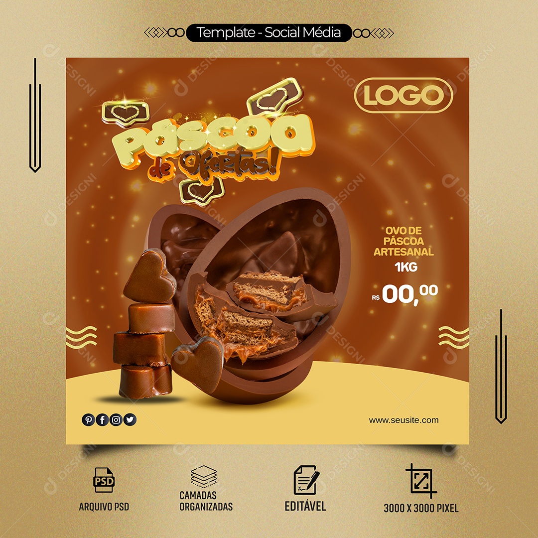 Páscoa de Ofertas Venha Conferir Social Media PSD Editável