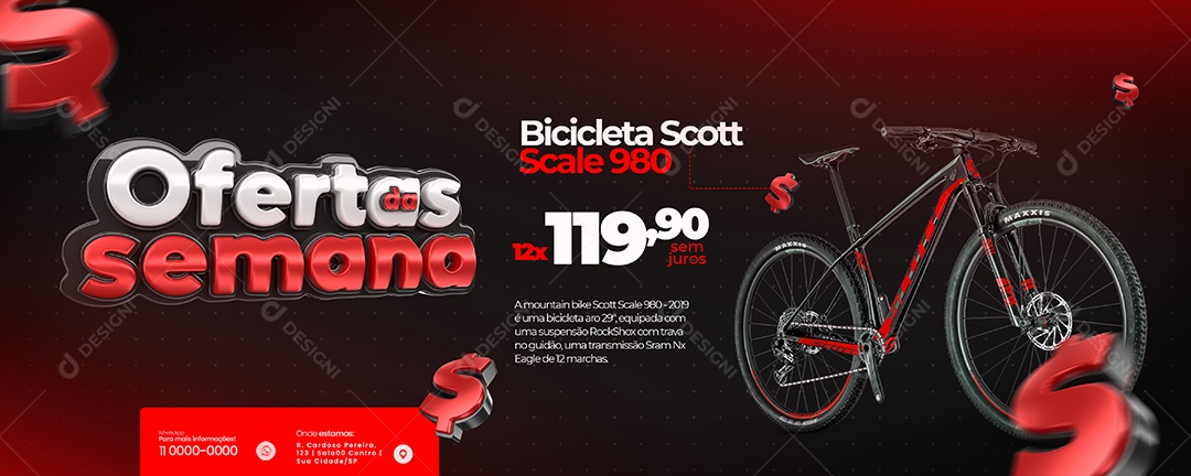 Banner Ofertas Da Semana Bicicleta Scott Scale 980 119,90 Social Media PSD Editável
