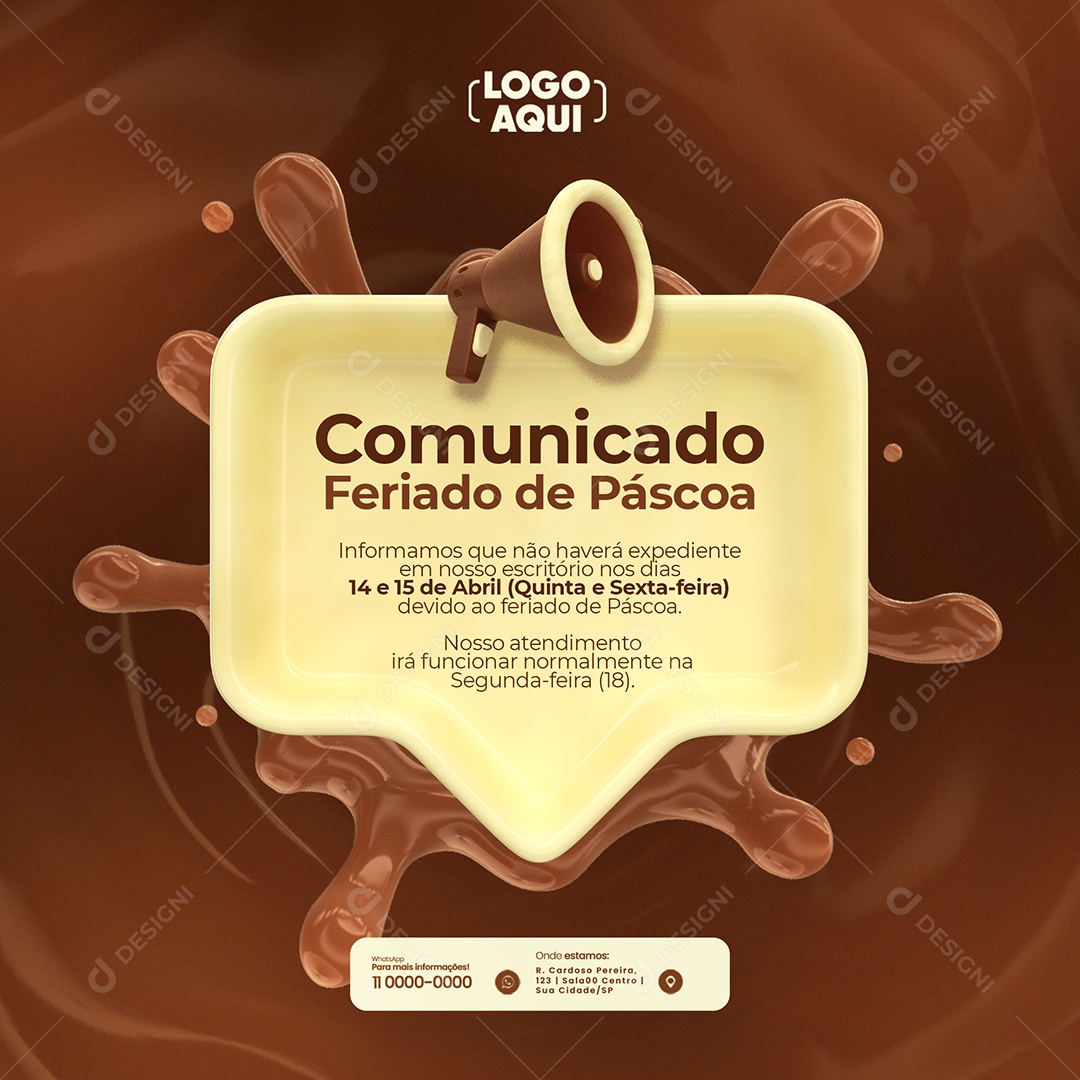 Social Media Comunicado Feriado De Páscoa Não Haverá Expediente PSD Editável