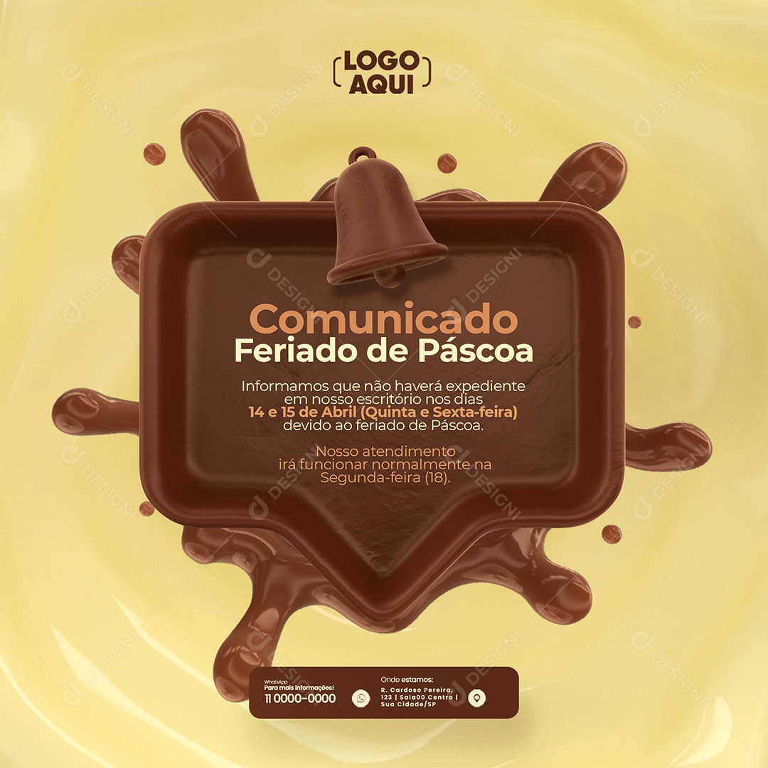 Social Media Comunicado Feriado De Páscoa Não Haverá Expediente PSD Editável