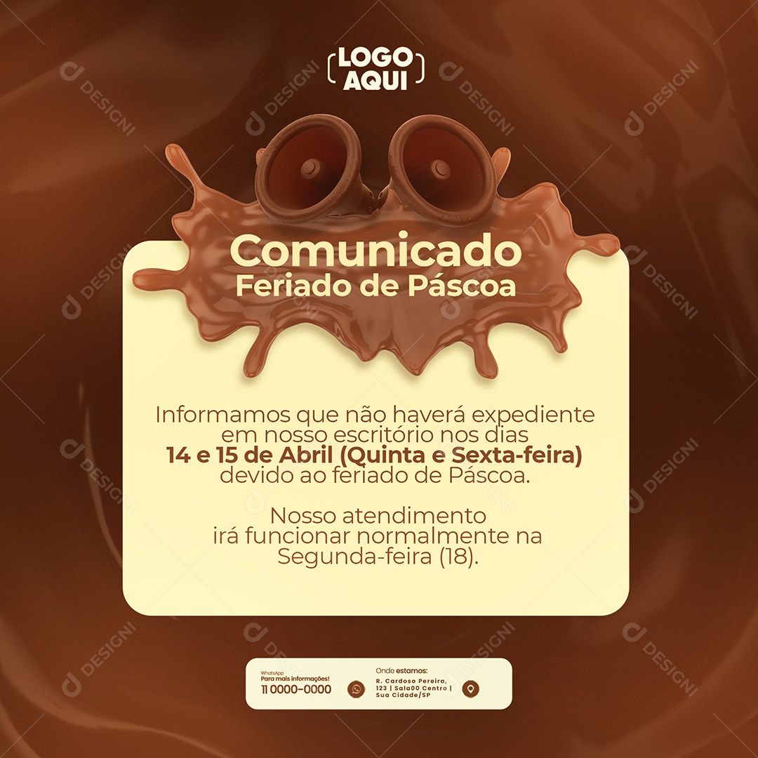 Social Media Comunicado Feriado De Páscoa Não Haverá Expediente PSD Editável