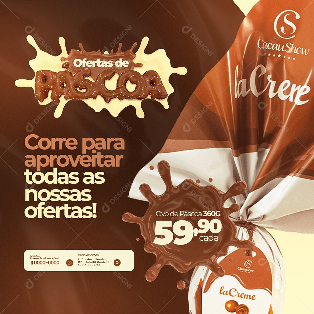 Ofertas De Páscoa Corre Para Aproveitar Ovo De Páscoa 59,90 Social Media PSD Editável