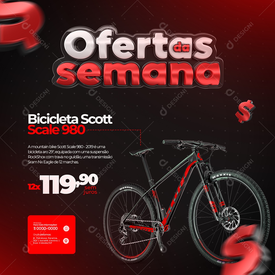 Ofertas Da Semana Bicicleta Scott Scale 980 119,90 Social Media PSD Editável