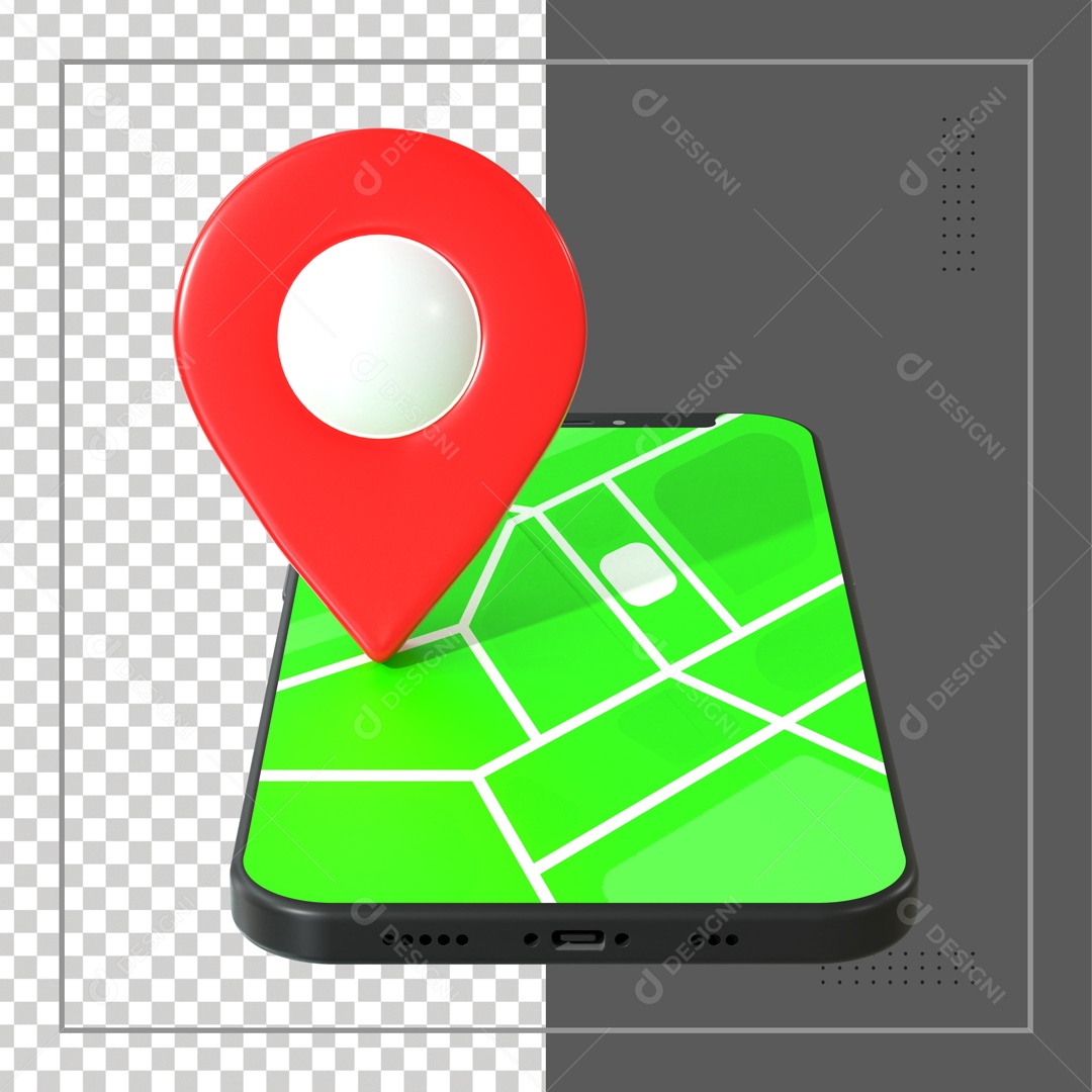 Celular Com Pin De Localização Elemento 3D Para Composição PSD