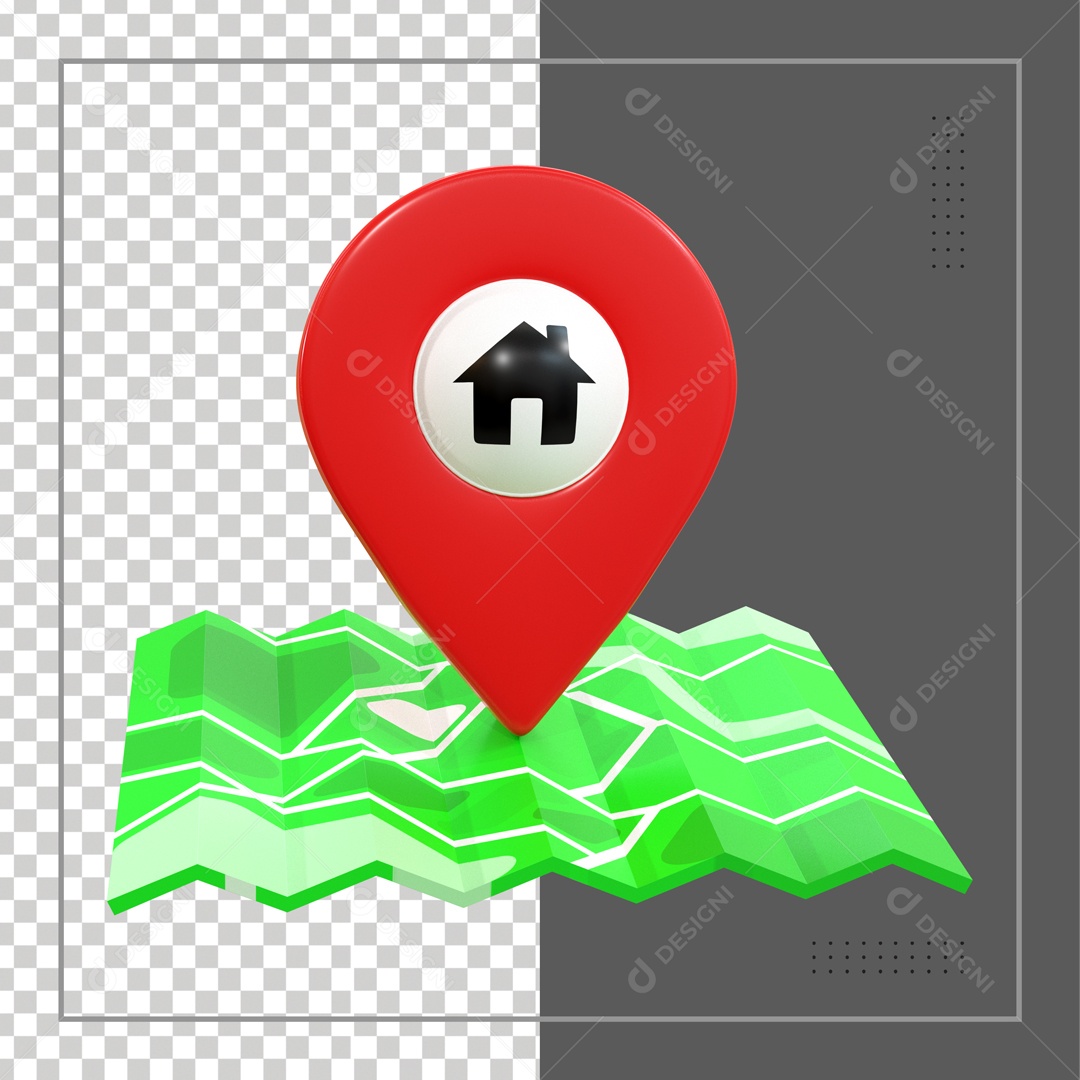 Mapa Com Pin De Localização Elemento 3D PSD