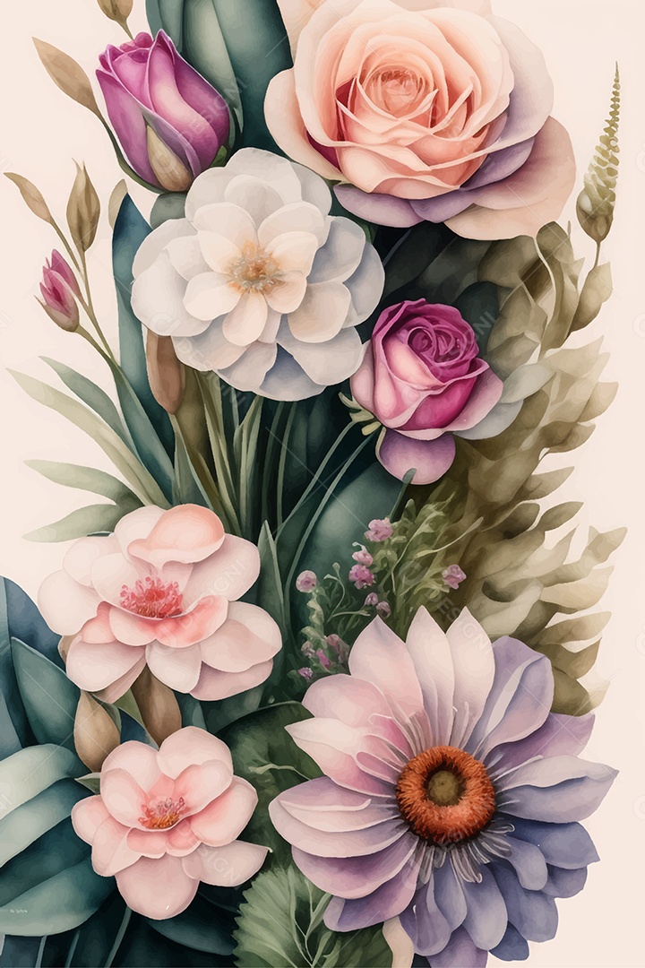 Desenho De Flores Desenhado Á Mão Vetor EPS