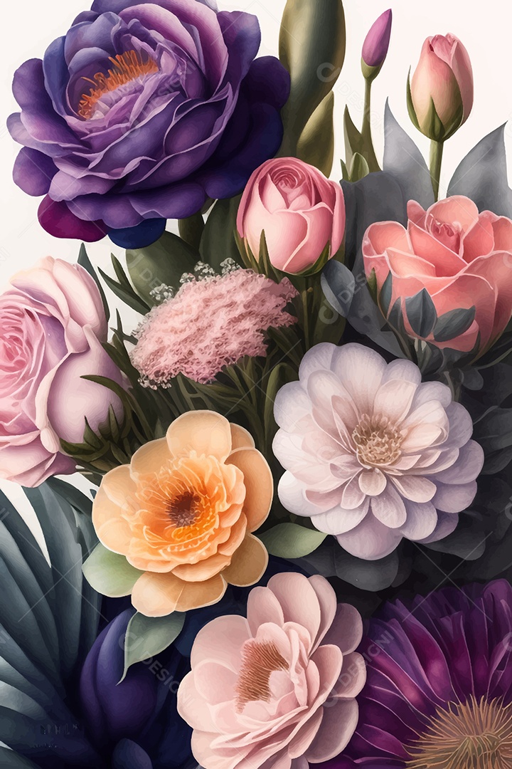 Desenho De Flores Desenhado Á Mão Vetor EPS