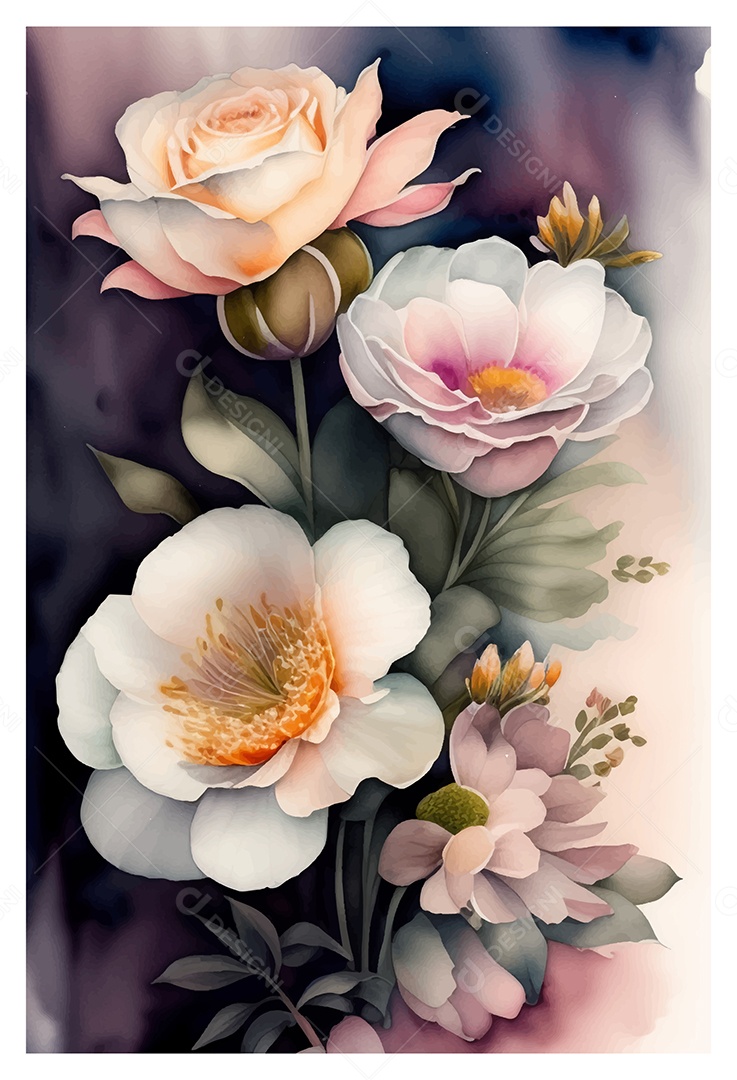 Desenho De Flores Desenhado Á Mão Vetor EPS