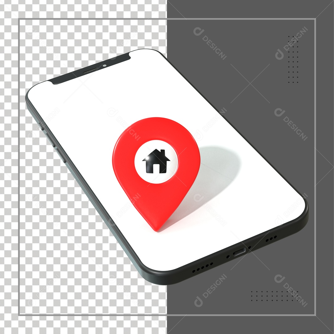 Celular Com Pin De Localização Elemento 3D PSD