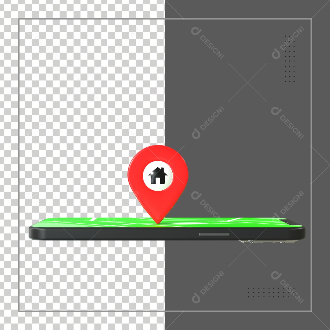 Celular Com Pin De Localização Elemento 3D Para Composição PSD