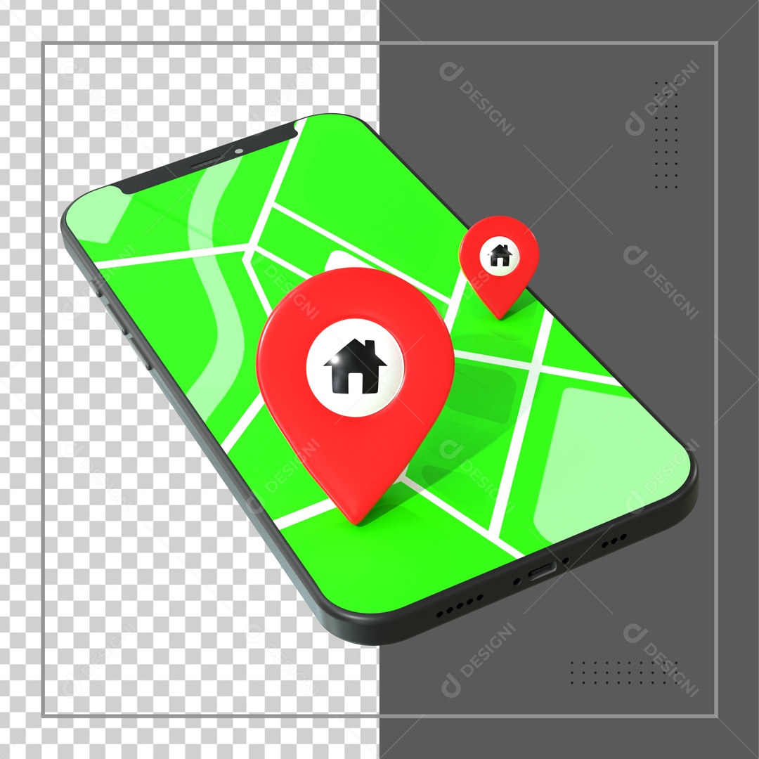Celular Com 2 Pin De Localização Elemento 3D PSD