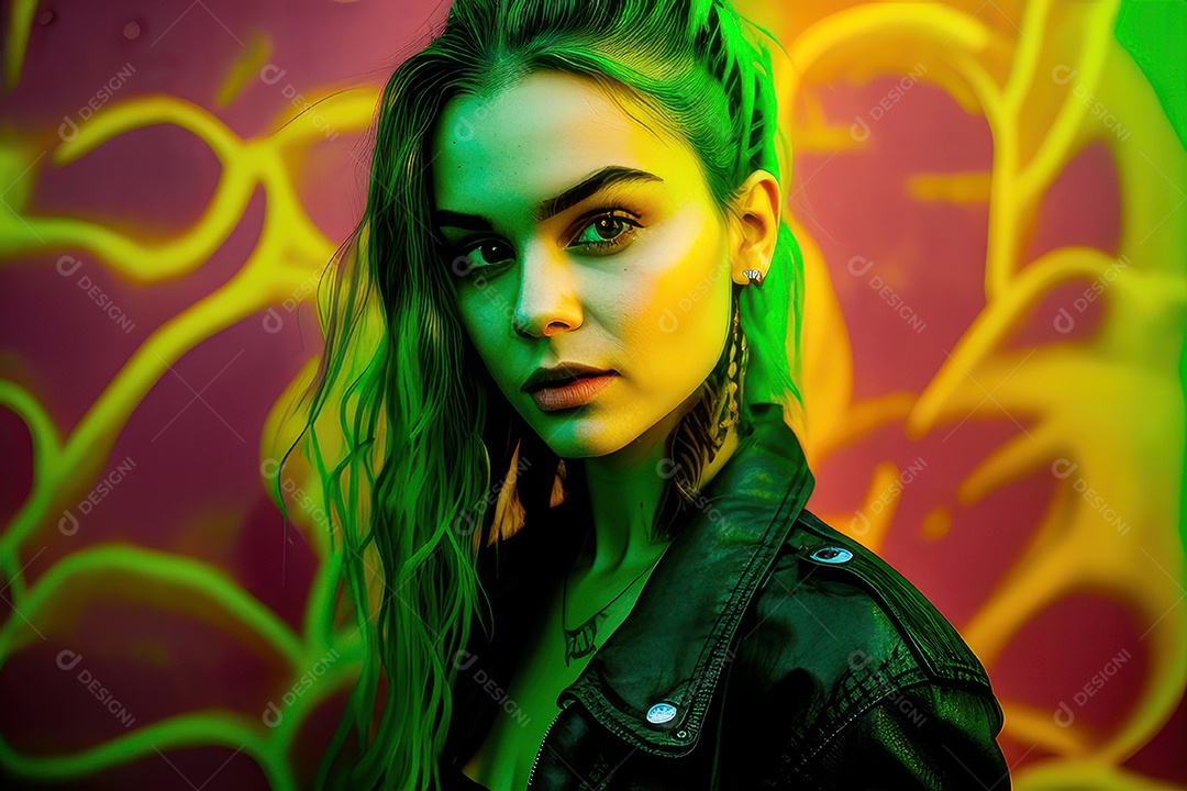 Imagem de mulher jovem realista.