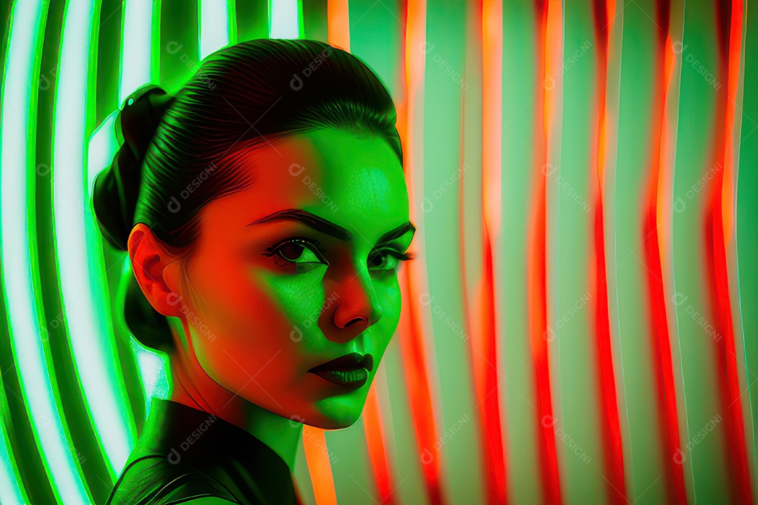 Imagem de mulher jovem realista.