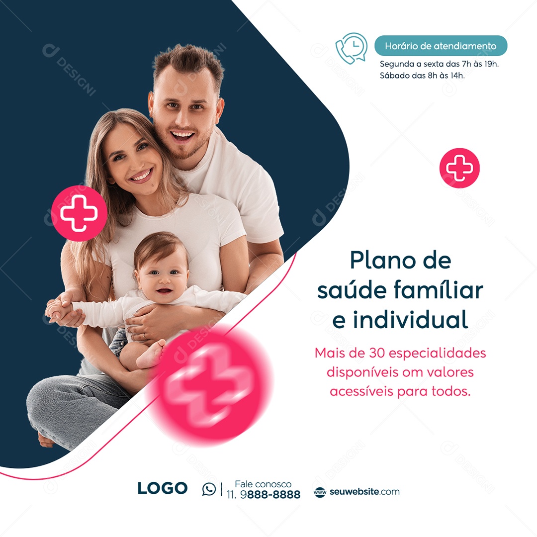 Plano de Saúde Famíliar e Individual Social Media PSD Editável