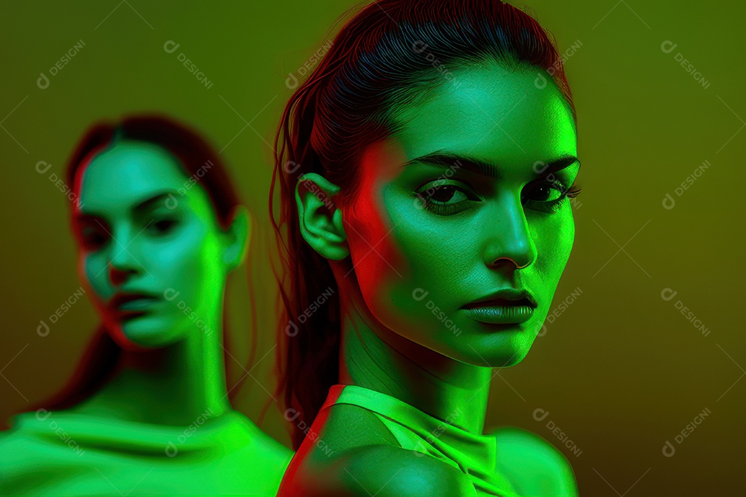 Imagem de mulher jovem realista.