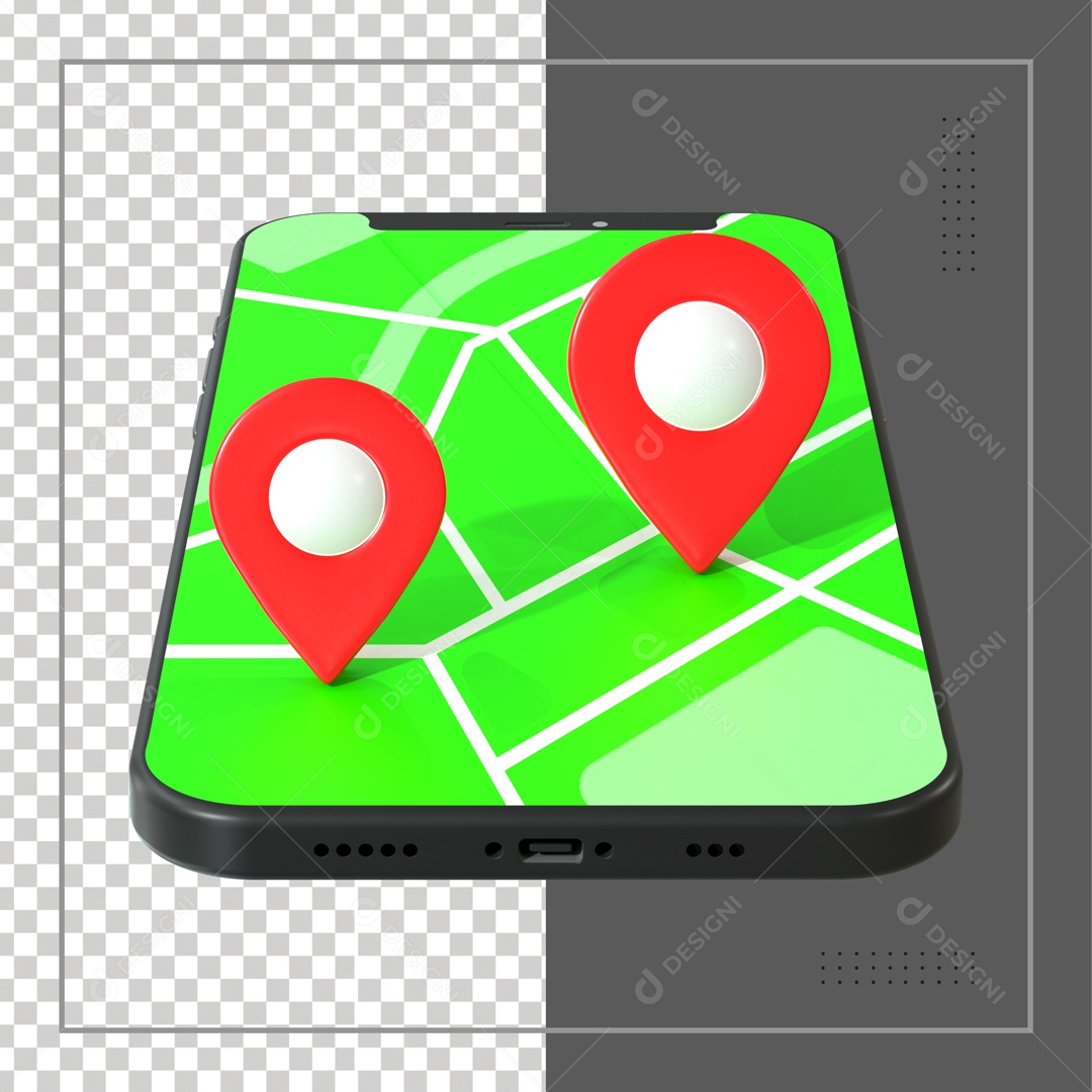 Celular Com 2 Pin De Localização Elemento 3D PSD