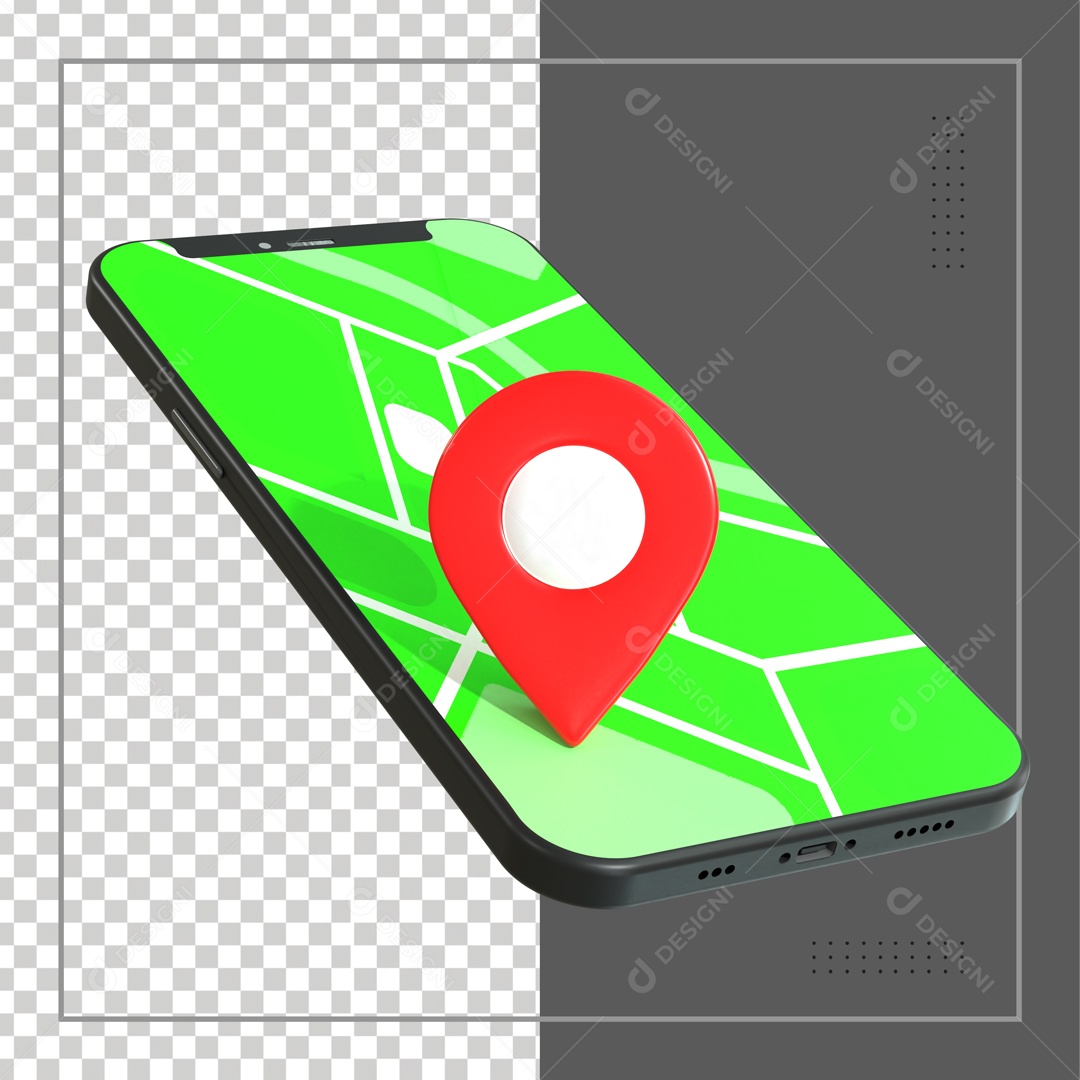 Celular Com Pin De Localização Elemento 3D PSD