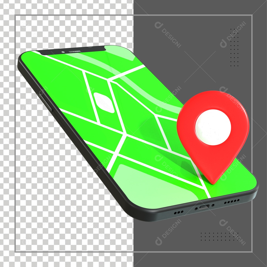 Celular Com Pin De Localização Elemento 3D PSD