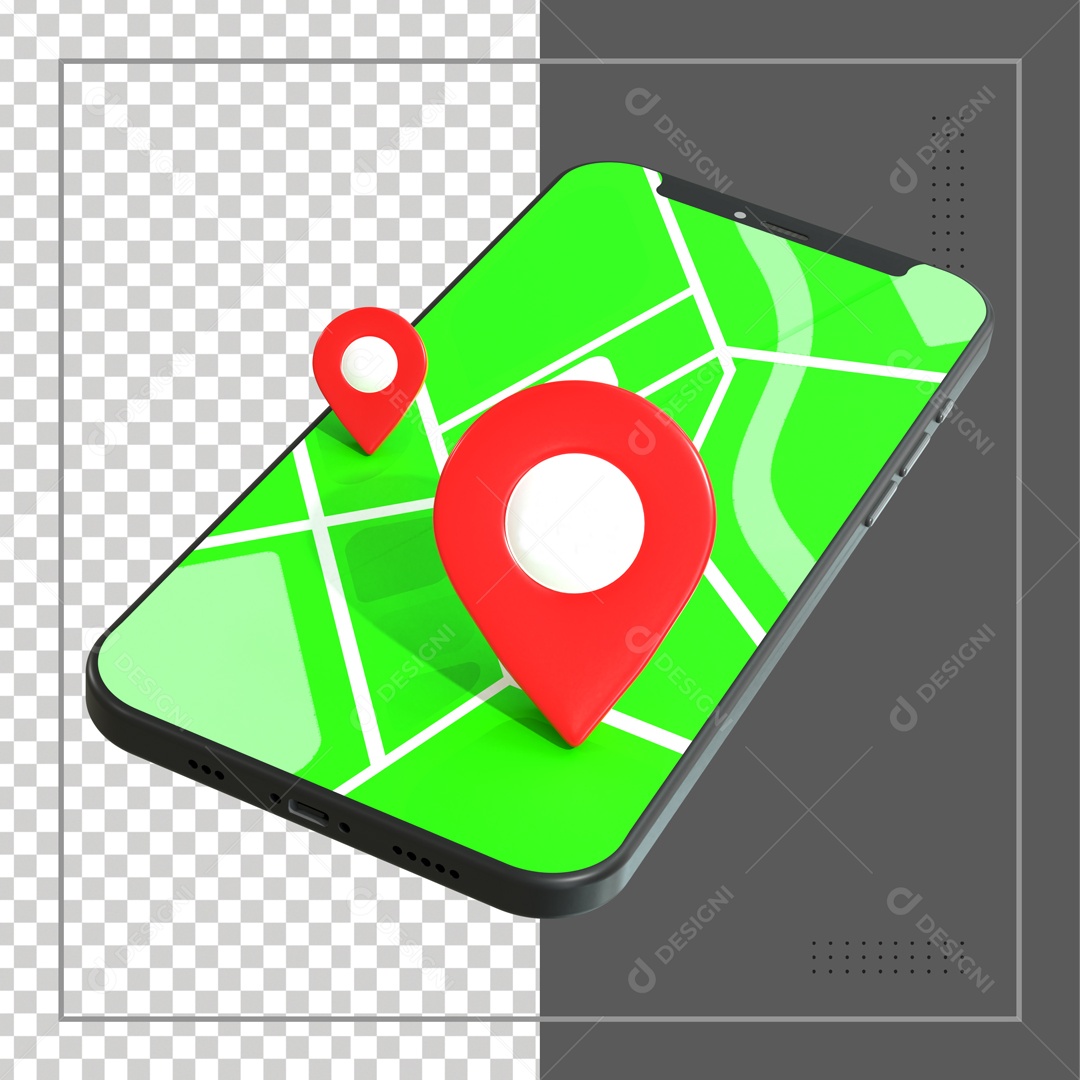 Celular Com 2 Pin De Localização Elemento 3D PSD