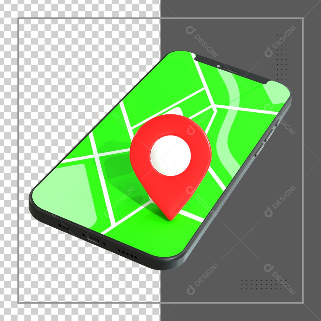 Celular Com Pin De Localização Elemento 3D PSD
