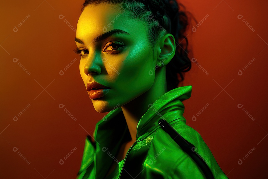 Imagem de mulher jovem realista.