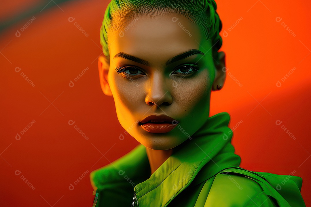 Imagem de mulher jovem realista.