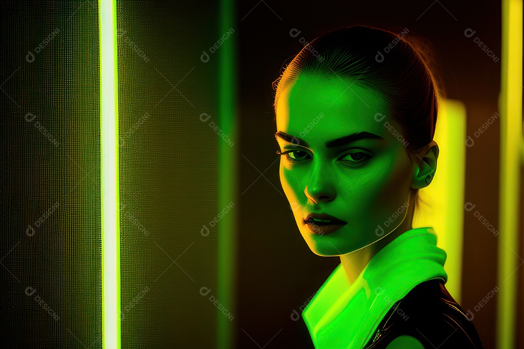 Imagem de mulher jovem realista.