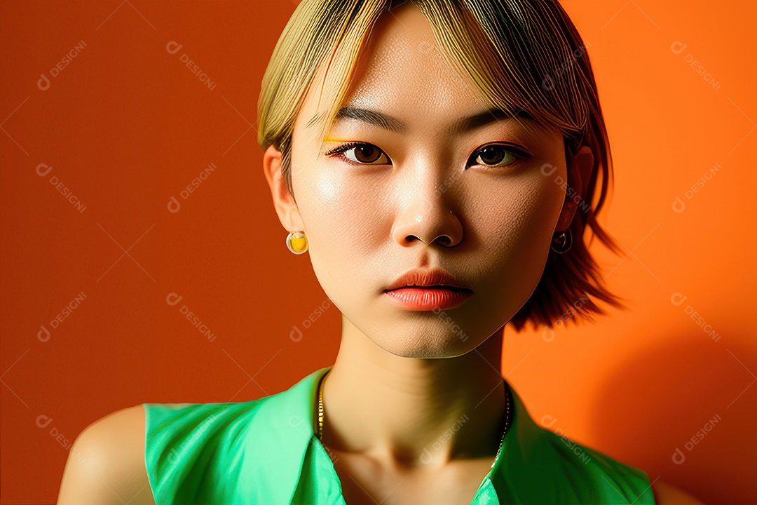 Imagem de mulher jovem realista.