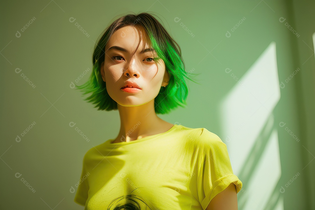 Imagem de mulher jovem realista.