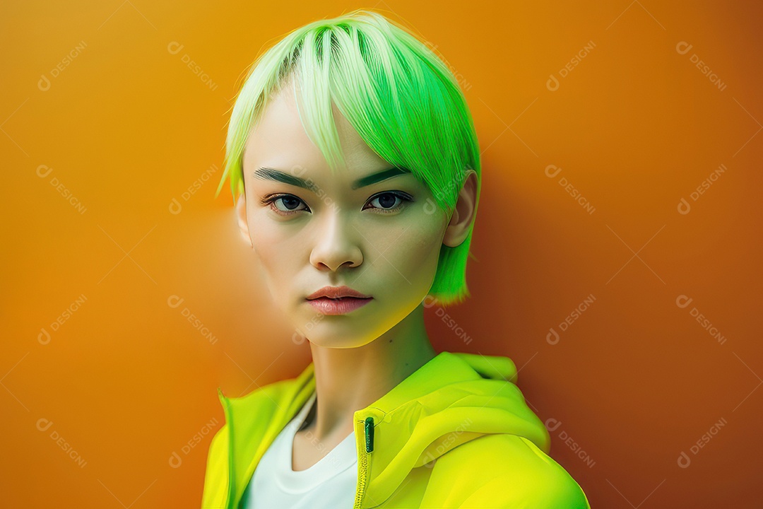 Imagem de mulher jovem realista.