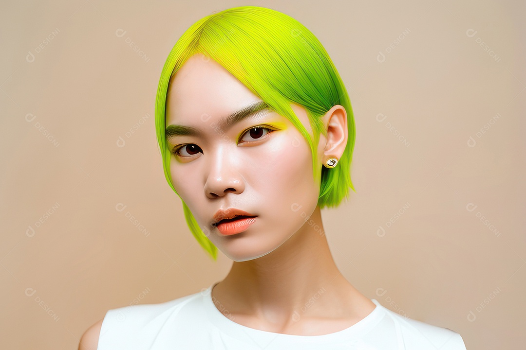 Imagem de mulher jovem realista.