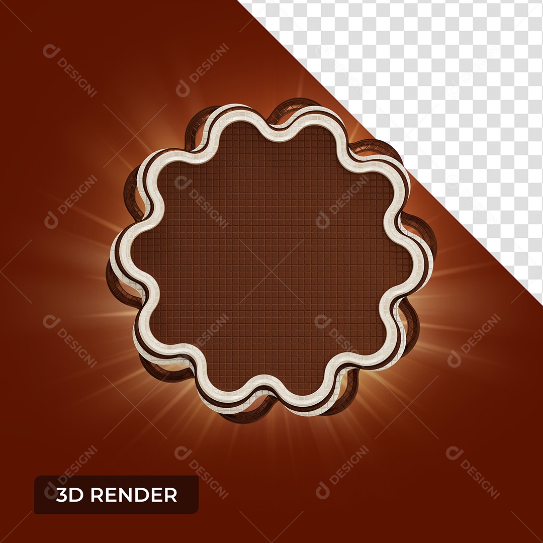 Elemento 3D Para Composição Bolacha de Chocolate PSD