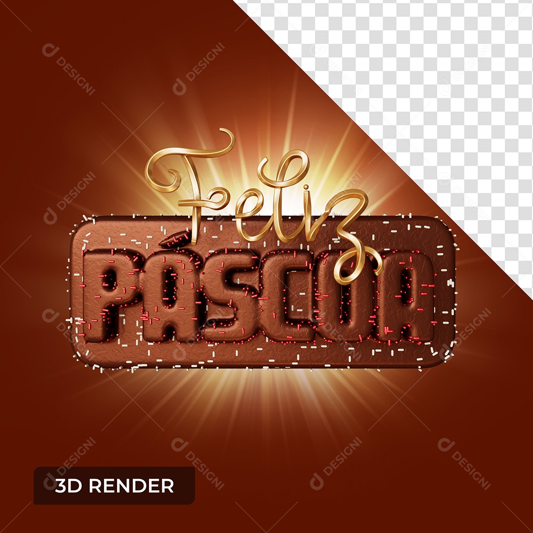 Selo 3D Para Composição Feliz Páscoa PSD