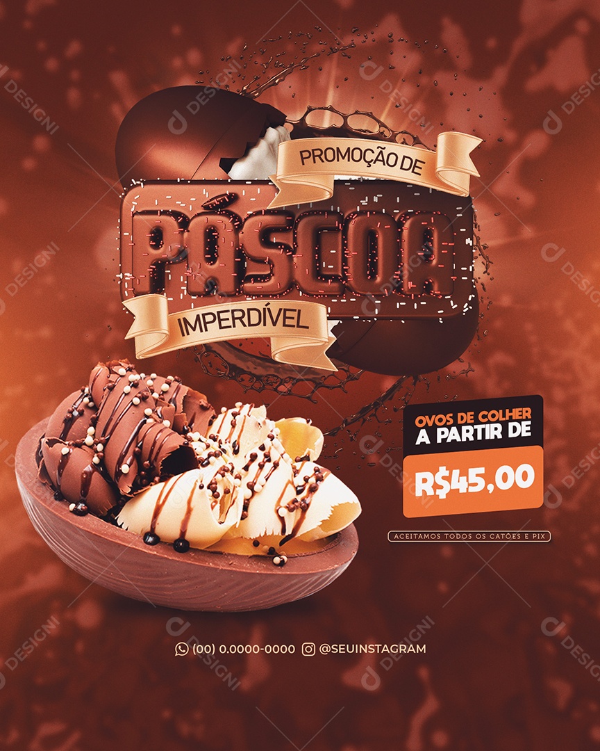 Promoção de Páscoa Imperdível Venha Conferir Social Media PSD Editável