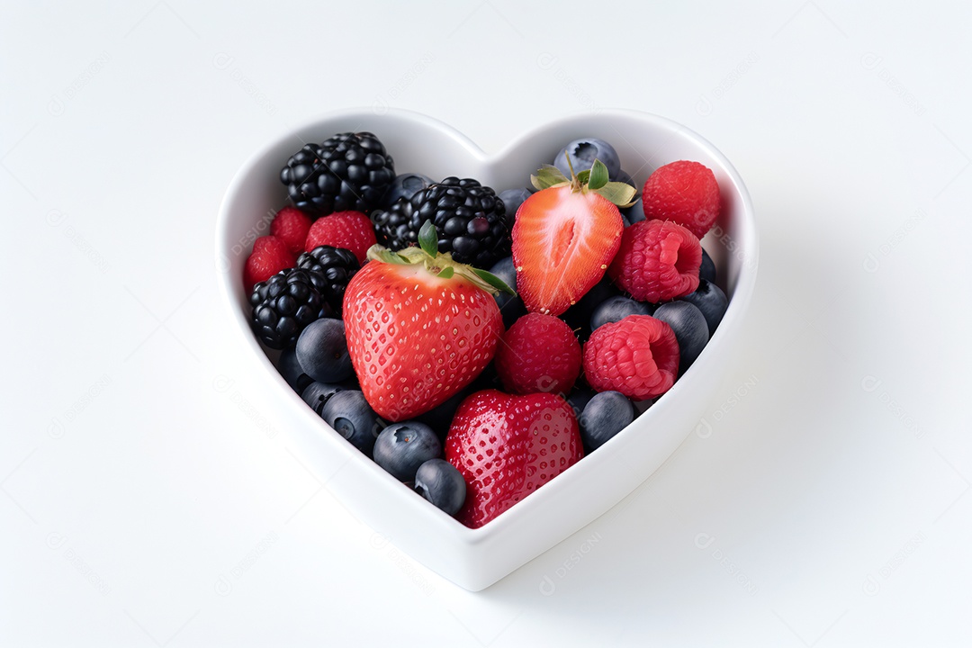 Pote de vidro sobre frutas frescas sobre fundo isolado