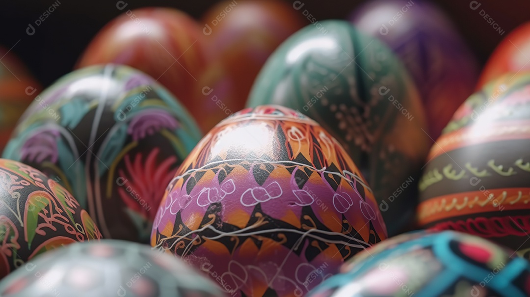 Dia de Páscoa muitos ovos coloridos