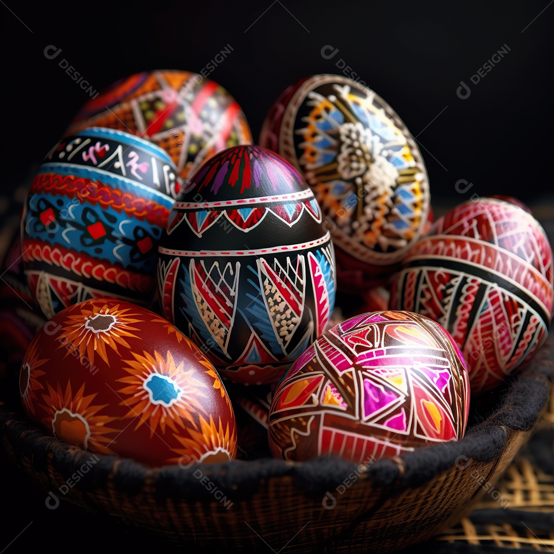 Dia de Páscoa muitos ovos coloridos