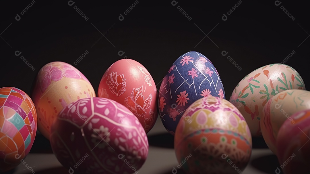 Dia de Páscoa muitos ovos coloridos