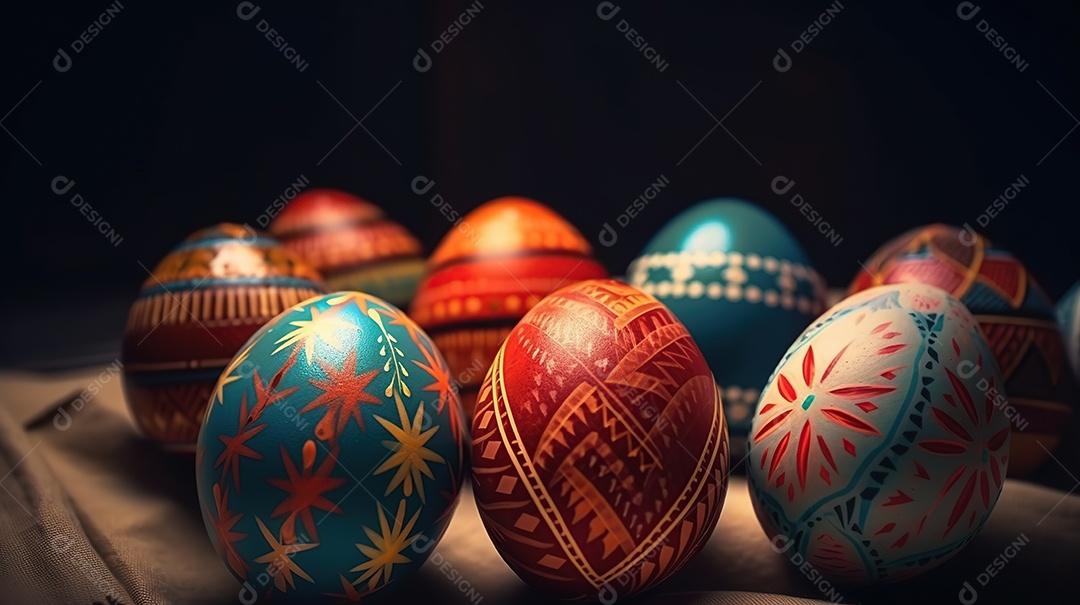 Dia de Páscoa muitos ovos coloridos