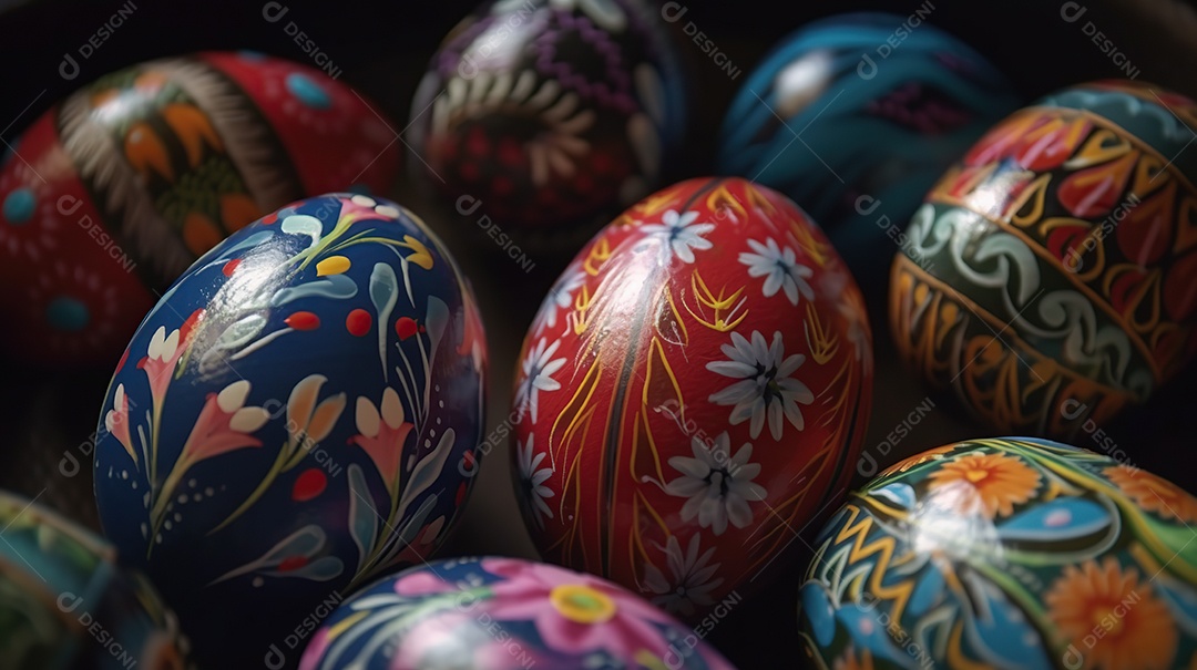 Dia de Páscoa muitos ovos coloridos