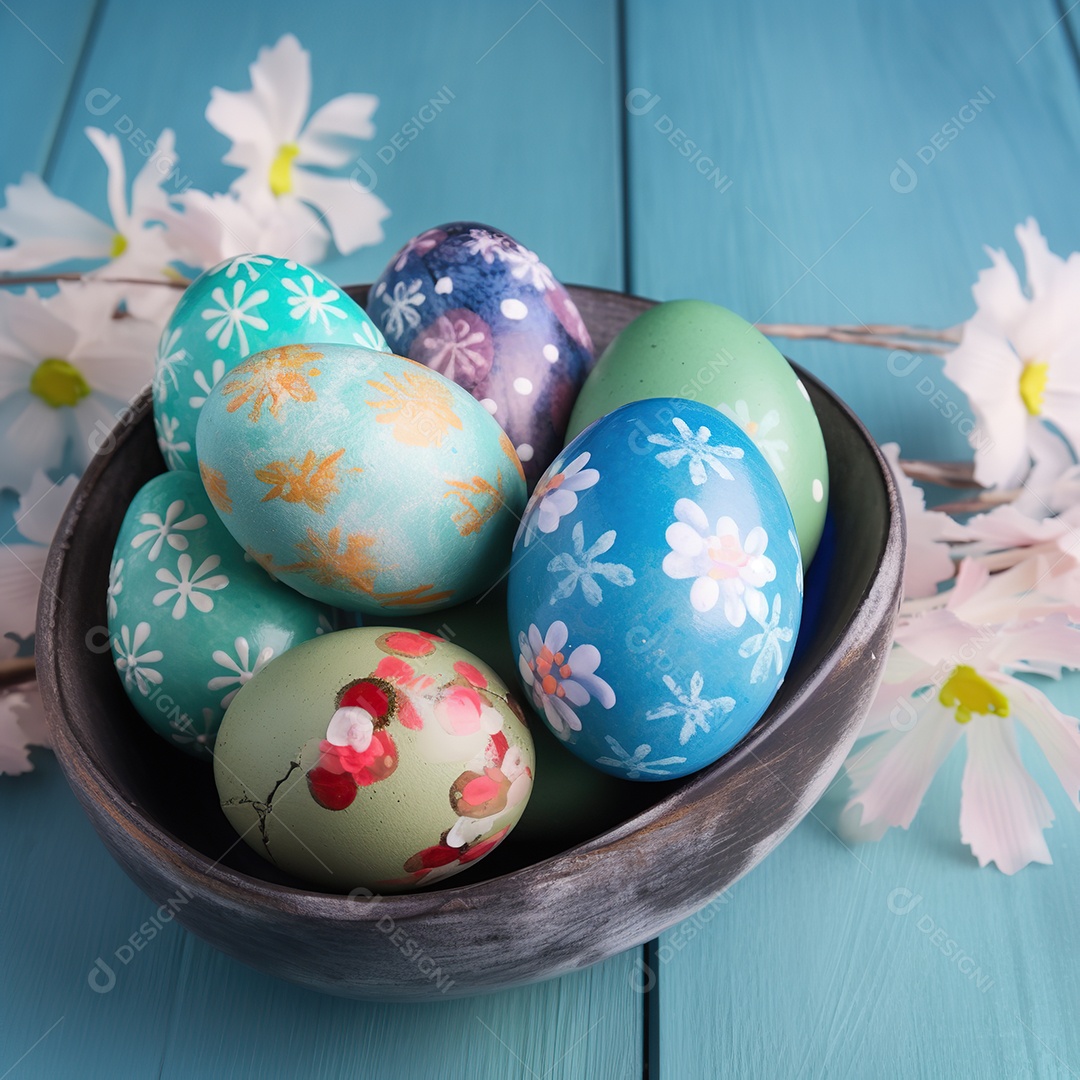 Dia de Páscoa muitos ovos coloridos