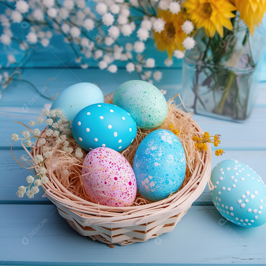 Dia de Páscoa muitos ovos coloridos